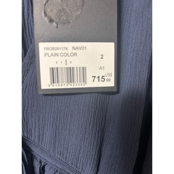 The Kooples NEW Long Sleeve 100% Silk Dress Navy Size FR 2/US Med MSRP $715 - Picture 6 of 12